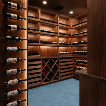 Luxury Wine Cellar with Custom Walnut Wine Racks | Deerfield, IL