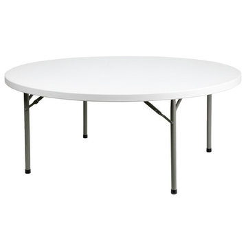 72" Round Granite White Plastic Folding Table