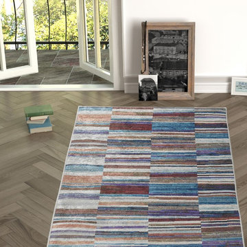 Chiara Rose Rubber Back Non-Skid/Slip Area Rug 2'7"X5'; 2'7"X6'6"; 5'3"x7'6".