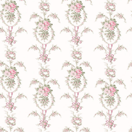 Rose Cheeks Party Pink Floral Cluster Wallpaper Sample