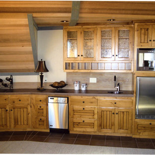 75 Beautiful Porcelain Floor Home Bar With Tile Countertops