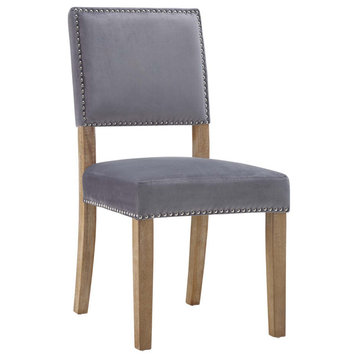 Oblige Upholstered Fabric Wood Dining Chair, Gray