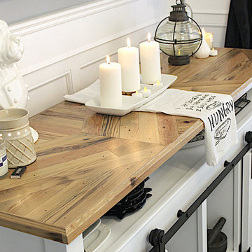 Modern Farmhouse Entertainment Center on Wheels