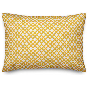 Yellow Lattice Pattern Throw Pillow