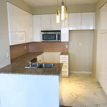 High-gloss custom kitchen cabinet refacing in Toronto