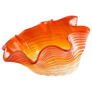 Orange Teacup Party 9.5" Wide Glass Decorative Bowl