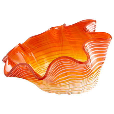 Orange Teacup Party 9.5" Wide Glass Decorative Bowl