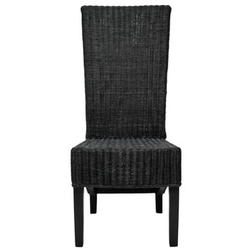 Barrano 18" Wicker Side Chair, Set of 2, Black