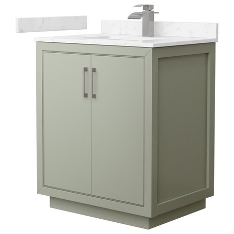 Icon 30" Light Green Single Vanity, Cultured Top, Nickel Trim