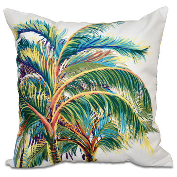 Vacation, Floral Print Pillow, White, 26"x26"