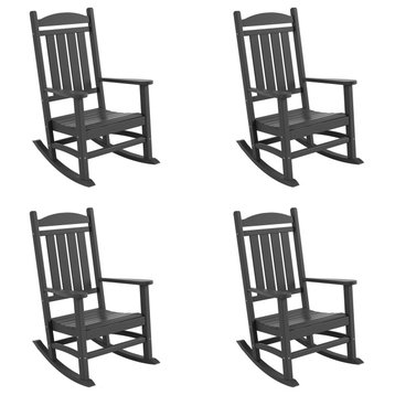 WestinTrends 4PC Set Adirondack Outdoor Patio Porch Rocking Chairs, Gray
