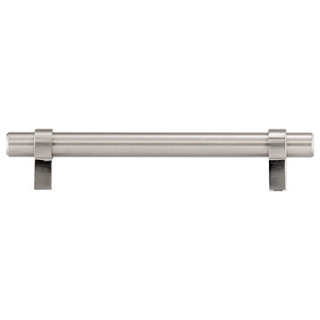 Loop Style Brushed Nickel Solid Metal Pull 6-5/16" Hole Centers, 7-7/8" Long, 5