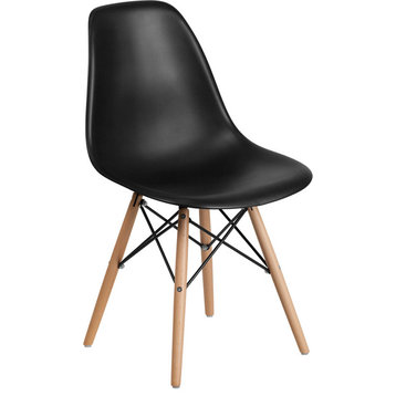 Plastic Chair, Wood, Black