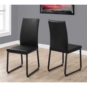 Dining Chair Set Of 2 Side Kitchen Dining Room Pu Leather Look Black