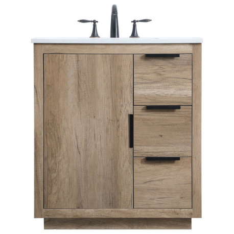 Bethany Single Bathroom Vanity, Natural Oak, 30"