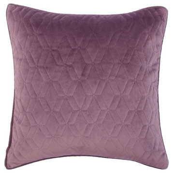 Designer 18"x18" Quilted Purple Velvet Throw Pillow Covers, Diamond Purple