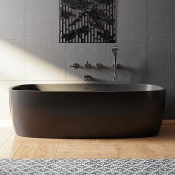 Aquatica Coletta™ Graphite Black Freestanding Solid Surface Bathtub
