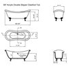 68" Double Ended Slipper Tub, Without Faucet Holes, Chrome Feet