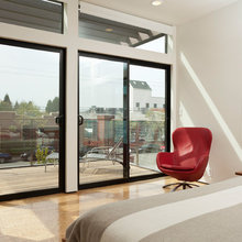 black and glass sliding doors/windows