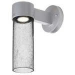 Besa Lighting - Besa Lighting JUNI10CL-WALL-LED-SL Juni 10 - 11.5" 4W 1 LED Outdoor Wall Sconce - The Juni 10 sconce is composed of a Silver aluminum bracket and transparent Blue glass cylinder, with an interesting bubble pattern blown randomly throughout the glass. The pleasing play of light through the bubble accents make for a striking affect. The standard incandescent option offers a prominent display of the lamp filament behind the glass, while the LED option results in a splash of concealed LED downlight. These stylish and functional luminaries are offered in a beautiful Silver finish.  Shade Included: TRUE  Dimable: TRUE  Eco-Friendly: TRUE  Color Temperaute:   Lumens: 240  CRI: 82  Rated Life: 25,000 HoursJuni 10 11.5" 4W 1 LED Outdoor Wall Sconce Silver Clear Bubble GlassUL: Suitable for damp locations, *Energy Star Qualified: n/a  *ADA Certified: n/a  *Number of Lights: Lamp: 1-*Wattage:4w LED bulb(s) *Bulb Included:Yes *Bulb Type:LED *Finish Type:Silver