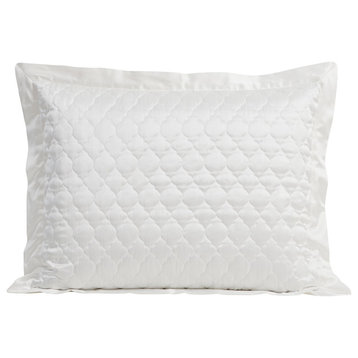 High Shine Satin Ogee Quilt Pillow Sham Set, 21"x27", White, 2 Piece