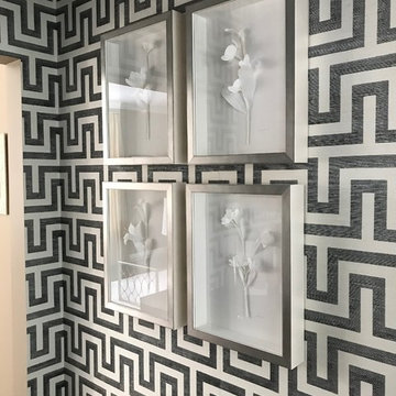 Black and Gold Formal Living Room Adjacent Hallway