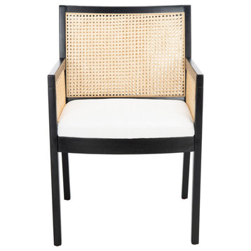 Safavieh Couture Malik Rattan Dining Chair, Black/Natural