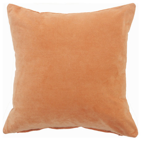 Solid Peach Velveteen Cotton Throw Pillow