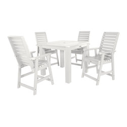 Highwood USA - Weatherly 5-Piece Square Counter-Height Dining Set, White - Outdoor Dining Sets