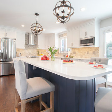 Rustic Pendants Highlight this Kitchen Island
