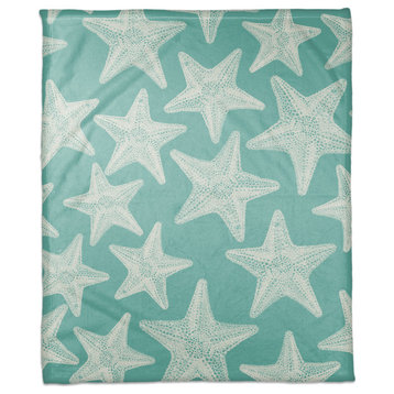 Starfish Teal 50x60 Throw Blanket
