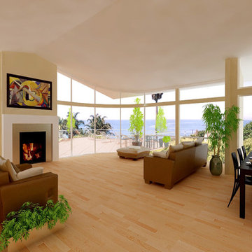living/dining room & deck on the upper level have unobstructed ocean views