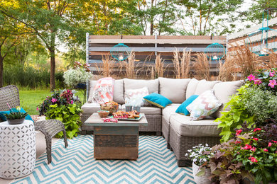 Patio container garden - mid-sized shabby-chic style backyard patio container garden idea in Other with no cover