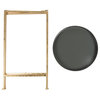 Kate and Laurel Celia Round Metal Foldable Tray Accent Table, Gold and Gray