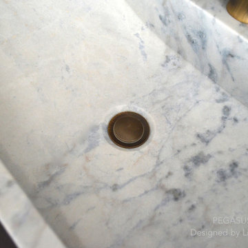 WHITE MARBLE BATHROOM VESSEL SINK PEGASUS WHITE 23"x15"x4 + FAUCET HOLE