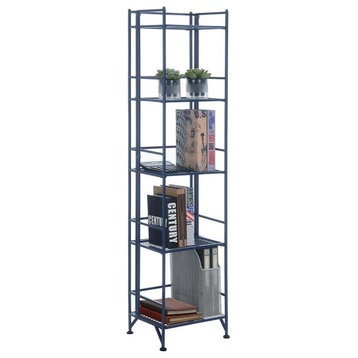 Pemberly Row Five-Tier Folding Shelf in Cobalt Blue Metal