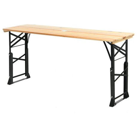 Costway 5.5 Ft Outdoor Folding Wood Picnic Table Height Adjustable Metal Frame