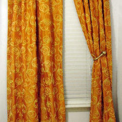 Faux Silk Ribbon Drapes Curtains - Curtains