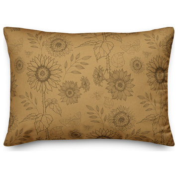 Gold Sunflower Icons 20 x 14 Spun Poly Pillow