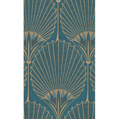 Bold Art Deco Fan Wallpaper, Blue, Double Roll