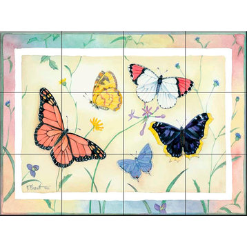 Tile Mural, American Butterflies 1 by Paul Brent