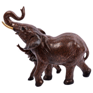 Truu Design Decorative Polyresin Double Elephant Figurine