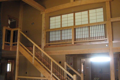 Example of a mountain style bedroom design in Other