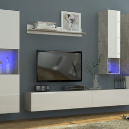 Modern Wall Unit Quiz Cement & White | Italy - $1,425 - Entertainment Centers And Tv Stands