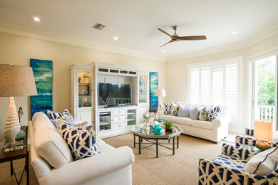 Inspiration for a coastal family room remodel in Tampa