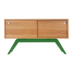 Eastvold Furniture - Elko Oak Credenza, Green Base - Buffets And Sideboards