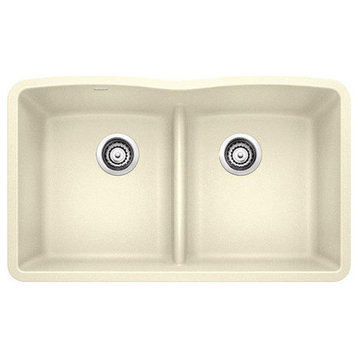 Blanco Diamond Silgranit Low-Divide Undermount Kitchen Sink, Biscuit