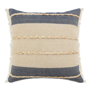 Ox Bay 20 x 20 Coastal, Modern, Transitional Gray Cotton Throw Pillow ,  Back Support, Decorative