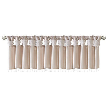 100% Polyester Lightweight Faux Silk Valance With Beads, MP41-6325