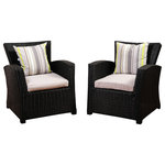 International Home Miami - Atlantic Staffordshire 2-Piece Armchair Set | Wicker | Ideal for Outdoors - It is made of synthetic resin wicker, also known as all-weather wicker and frame made of rust resistant aluminum. Synthetic wicker is made of polyethylene fiber and is well known for its ability to withstand immense downpours and full sun alike making it a favorite choice for patio or outdoor furniture. Main properties of all-weather wicker include its sustainability, durability to the sun’s UV radiation and water, lightweight, and modern look